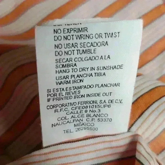 Ferrioni Sportivo Orange Stripe Button Down Shirt Scottie Dog Logo Pocket sz XL - Picture 10 of 10